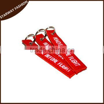 Fashion Customized embroidery remove before flight KeyChain/