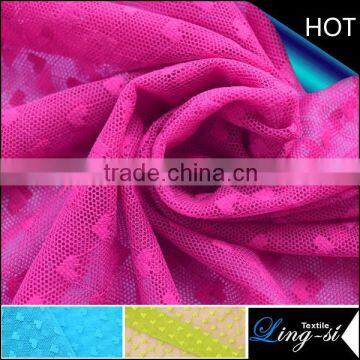 Nylon Spandex Mesh Jacquard Fabric Heart Design for Tutu Dress