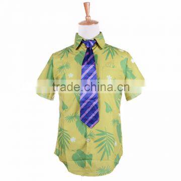 Hot Movies Crazy Animal City Nick Wilde Green Hawaiian Shirt Brown Pants Zootopia Cotume Cosplay