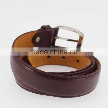Sample Style Thin Brown pu Leather Man Belt for Jeans With Shiny Silver Metal Square Accessories in YiWu photo-4