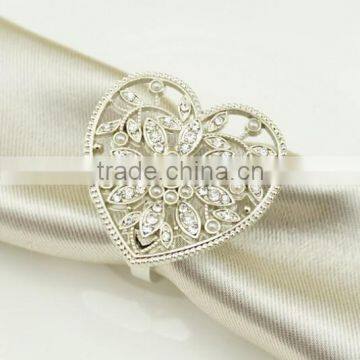 fashionable heart shape plastic pearls metal alloy napkin rings for wedding
