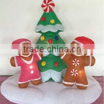 Lovely Inflatable Christmas Tree With Two Cute Snowman Decoration For Xmas / Outerdoor Decoration /Holiday Decoration