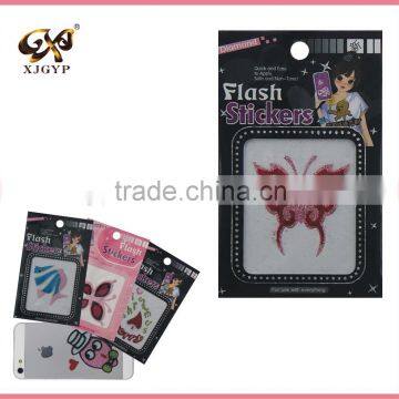 glitter temporary tattoo sticker for kids/customized body glitter tattoo stickers/glitter 3d sticker