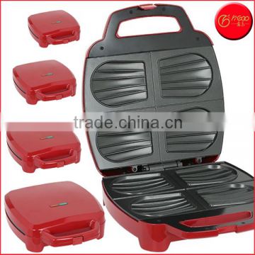 Hot Sale on TV non-stick plate 4 slice shell shaped Sandwich Waffle Burger and Donut Maker custom plates sandwich maker