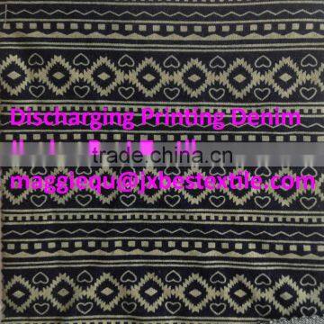 Cotton Knitted Denim in Discharging Printing