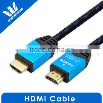 Metallic Shinning HDMI cable A male to A male with Cotton Sleeve for Blue ray DVD