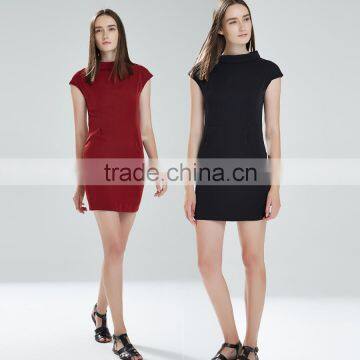 Office Lady Turtleneck Neck Cap Sleeve Career Vintage Bodycon Dress OEM Type ODM Manufacturer Clothes Factory Guangzhou