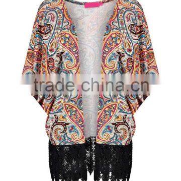 Europe and America Style Crochet Trim Kimono