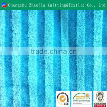 Glazed and dull stripe bio-colored custom print long pile plush fabric from China factory