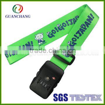 Custom made best sale and top quality adjustable polyester travel luggage scale belt with Tsa lock and plastic buckle