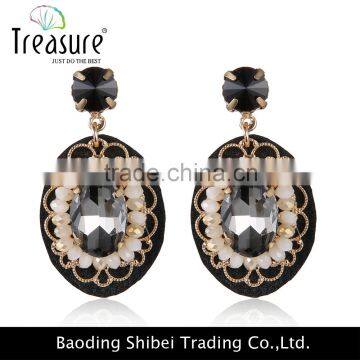 Chinese ethnic jewelry black resin crystal round earrings jewelry dangle earrings fashion jewelry