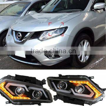 12V LED Headlights For Nissan X-Trail Rogue 2014 2015 Head Lamp With Turn Signal DRL Bi-Xenon Lens Low Beam Head Lights