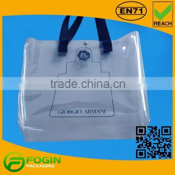 pvc transparent shopping bag reusable with button