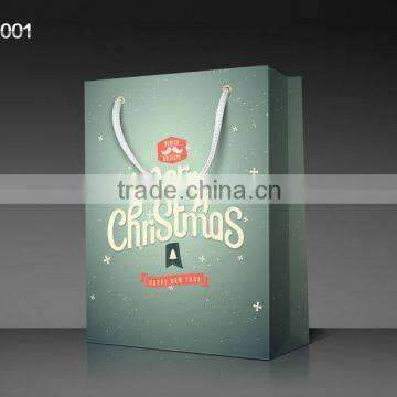 2013 New Arrival Christmas Cardboard Paper Shopping Gifts Bag With Drawstring Cord Ribbon Handles SD13001