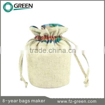 2015 Selling well round jute makeup bag cosmetic bag