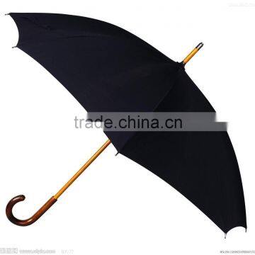 190T polyester straight umbrellas wood J shape handle umbrella