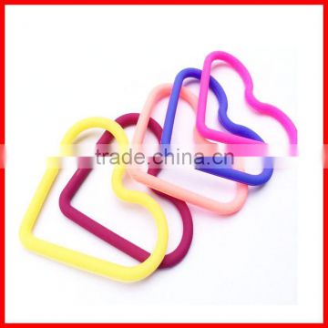 Hot Sale Colorful Heart Shape Silicone hair Band for Teen Girls