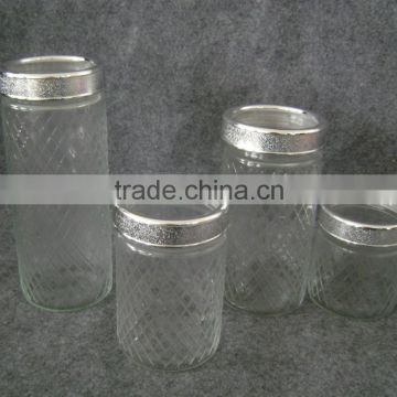 4pcs set glass storage mason jar with silver lid