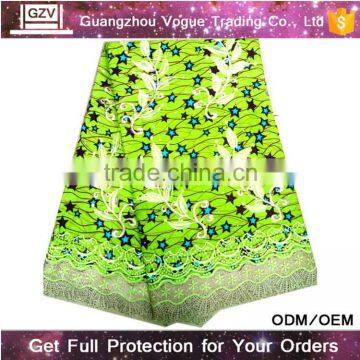 2016 wholesale new product high quality 100% cotton lace fabric african emerald green switzerland