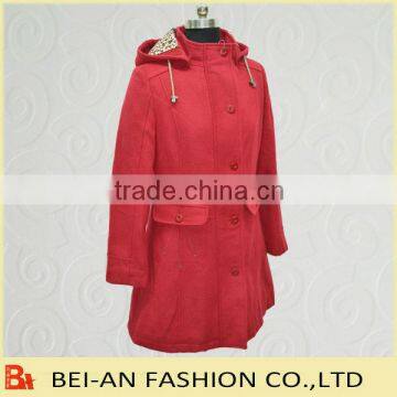 High Quality Ladies Woollen Coat With Hood