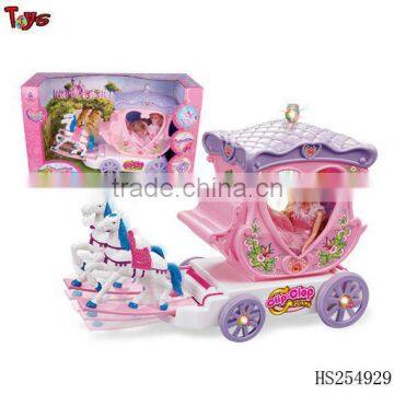 Lastest bump & go cheap music and light girl on horse car plastic mini car toys