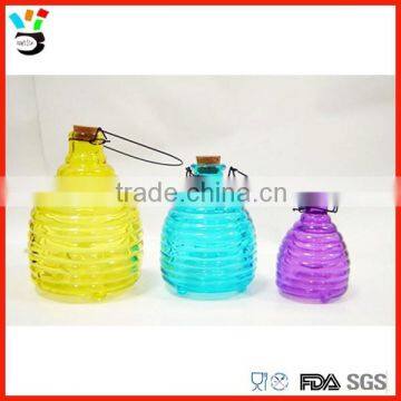 Three size available colored hanging glass pest control insect or fly trap
