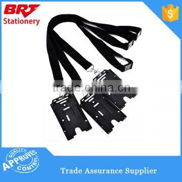 Plastic Black color Rigid card Holder with lanyard