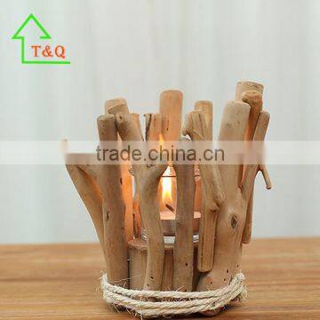2016 Unique Creative wooden glass handmade decorative candle holder