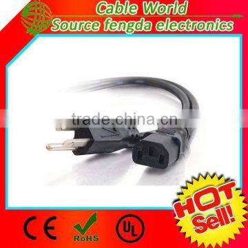 US AC power cord NEMA 5-15P to IEC C13 power cable 125V 10A