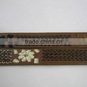 2.0 cm Widthe Brown High Quanlity PU Fashion Embroidered Belt for Girls photo-3