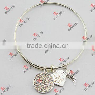 Silver Crystal Charms Adjustable Bracelets For Lady