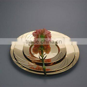 10.2"Plastic Rould Dinner Plate ,PS Disposable Gold Wedding Plates