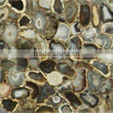 Black Agate Semi Precious Stone Dining Table Top