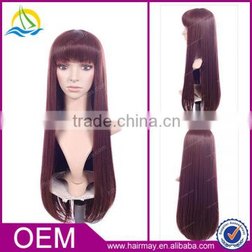 New Product High density Customizable Red long straight hair wigs