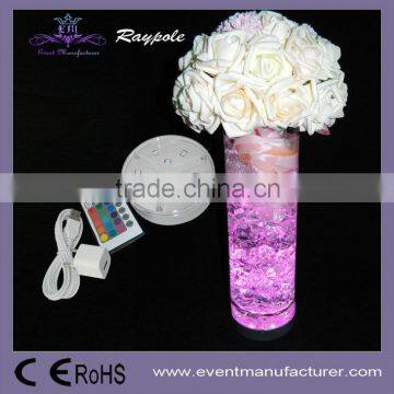 10cm circle shape AA battery powered wedding decoration table centerpiece led illuminated vase base