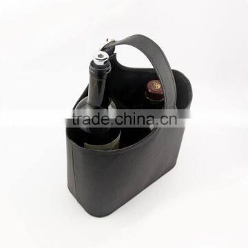 Simple Design Black Leather Hanging Wine Bags