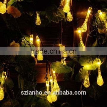 2016 Christmas Holiday Decoration Waterproof 20 LED XMAS Water Drop Covers Solar String Fairy Light