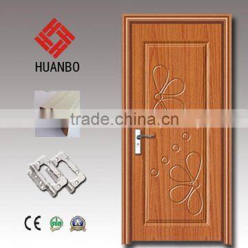 Luxury wooden flush interior mdf pvc emboss pure color door with high quality