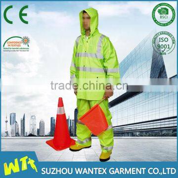 Hi-Viz waterproof latest design rain coat pant men rain suits