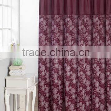 Printed Microfiber Shower Curtain Flower Design Fabric