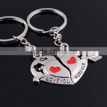 couple heart keychain heart and arrow keychain