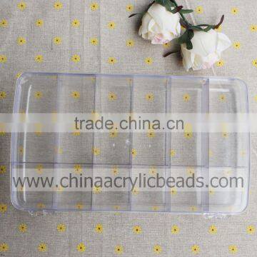 4.7*16.4*28.8CM clear plastic storage beads box with 18 round jewelry container for nail/bead/accessory