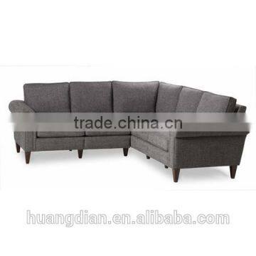 Foshan China furniture modern grey color fabric wooden corner sofa for living room