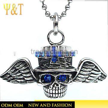 Jingli Jewlery Fashion stainless steel crystal jewelry carved skull pendant wholesale