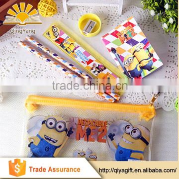 wholesale Promotional waterproof cartoon pvc bag school Stationery Set for kids