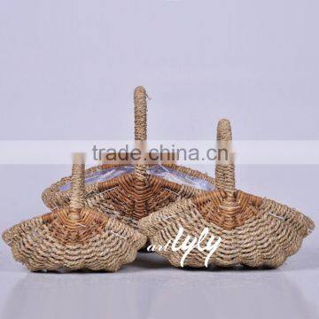 New popular seagrass cheap garden basket with handle