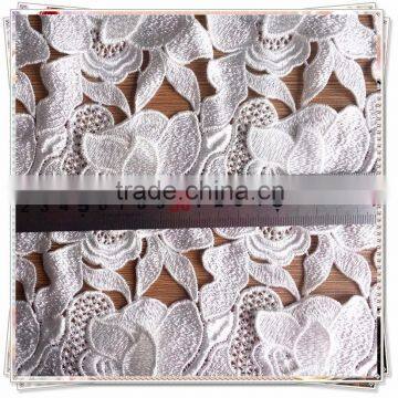 Fashion White French 3D Flower Lace Fabric, Free Sample 3D Lace, French Embroidery Bridal Lace Fabric for Wedding Dress photo-6
