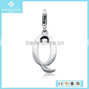 Q Alphabet Pendant Design Letter Q Charm in Sterling Silver