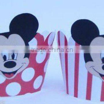 Mickey Mouse Cupcake Wrappers Set of 12 Cupcake Sleeves Red with White Polkadots Skirts COLLARS Wrappers Wraps