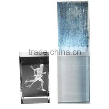 Factory Sales Promotion Logo Engraving Crystal USB With Color LED Light
